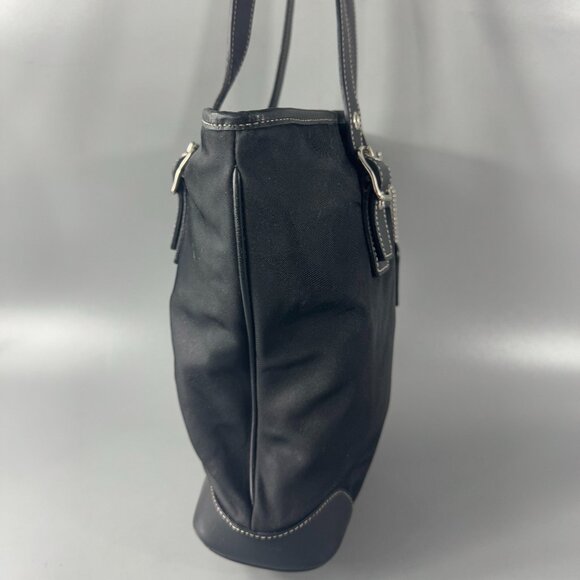 Vintage Coach # 4487 Black Microfiber Leather Trim Handbag - Picture 6 of 13